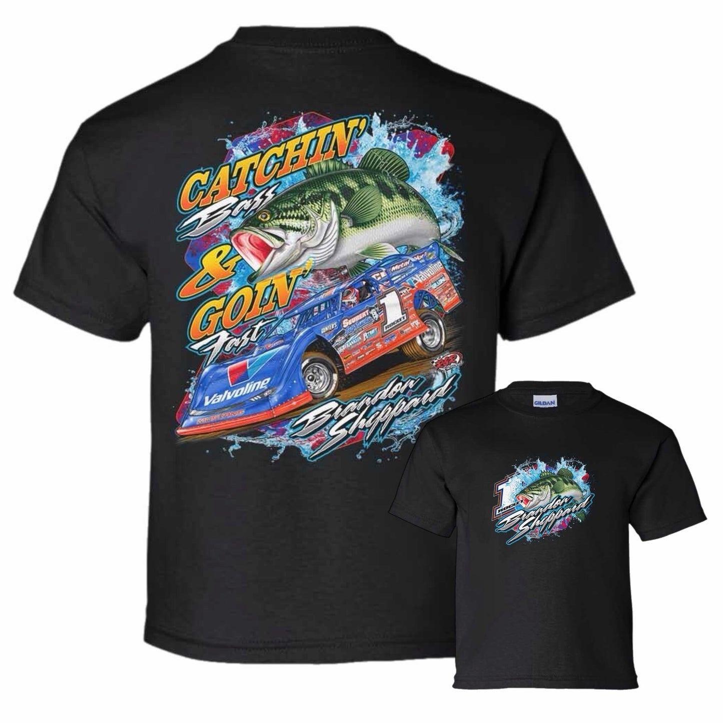 2026 - ROCKET1 x BSHEPP | YOUTH VERSION | CATCHIN BASS & GOIN' FAST" TEE (MULTIPLE COLORS AVAILABLE).