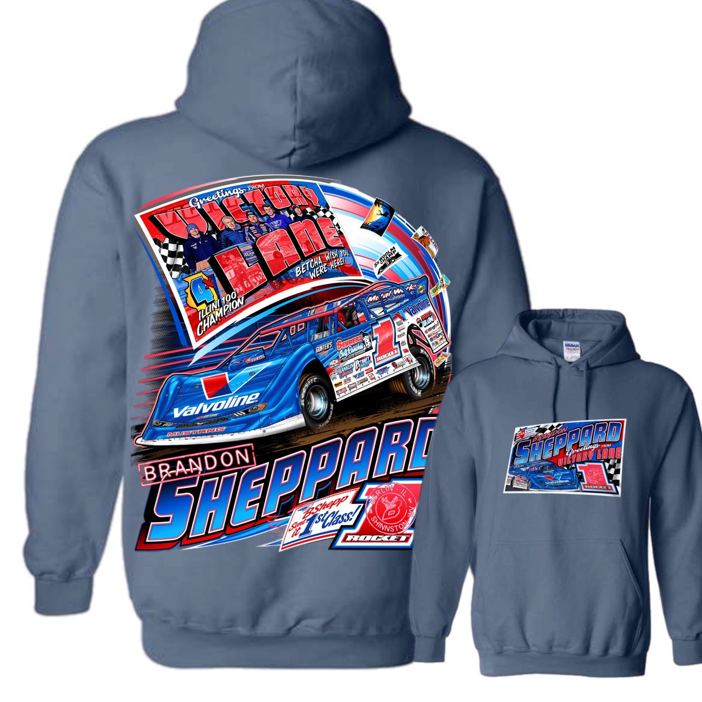2025 - "POSTCARD x 4X ILLINI 100 CHAMP" HOODIE (SMALL, MED, 2X & 3X)