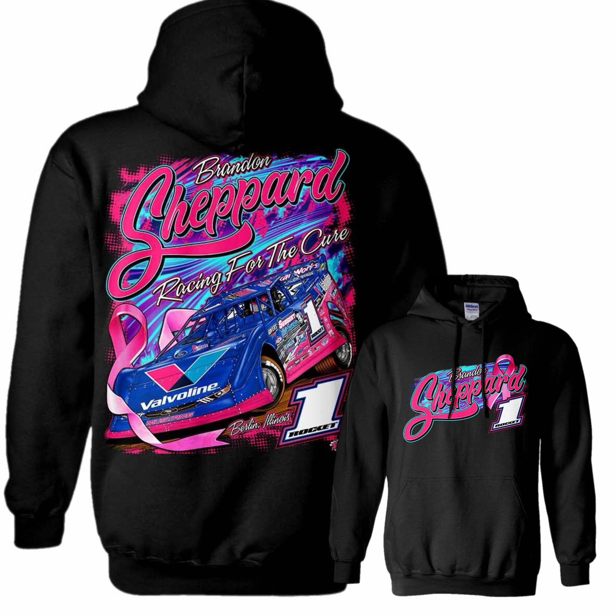 **PRE-ORDER** 2026 - ROCKET1 x BSHEPP | "RACING FOR A CURE" HOODIE (Starts shipping 10/12).