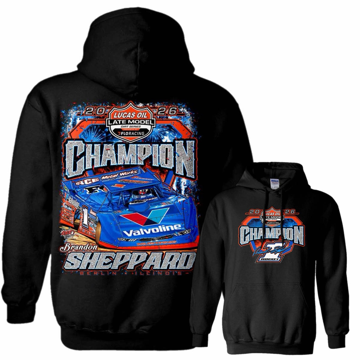 ***PRE-ORDER*** 2026 "LUCAS OIL CHAMPION" SILVER FLAKE HOODIE (MULTIPLE COLORS).