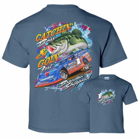 2026 - ROCKET1 x BSHEPP | YOUTH VERSION | CATCHIN BASS & GOIN' FAST" TEE (MULTIPLE COLORS AVAILABLE).