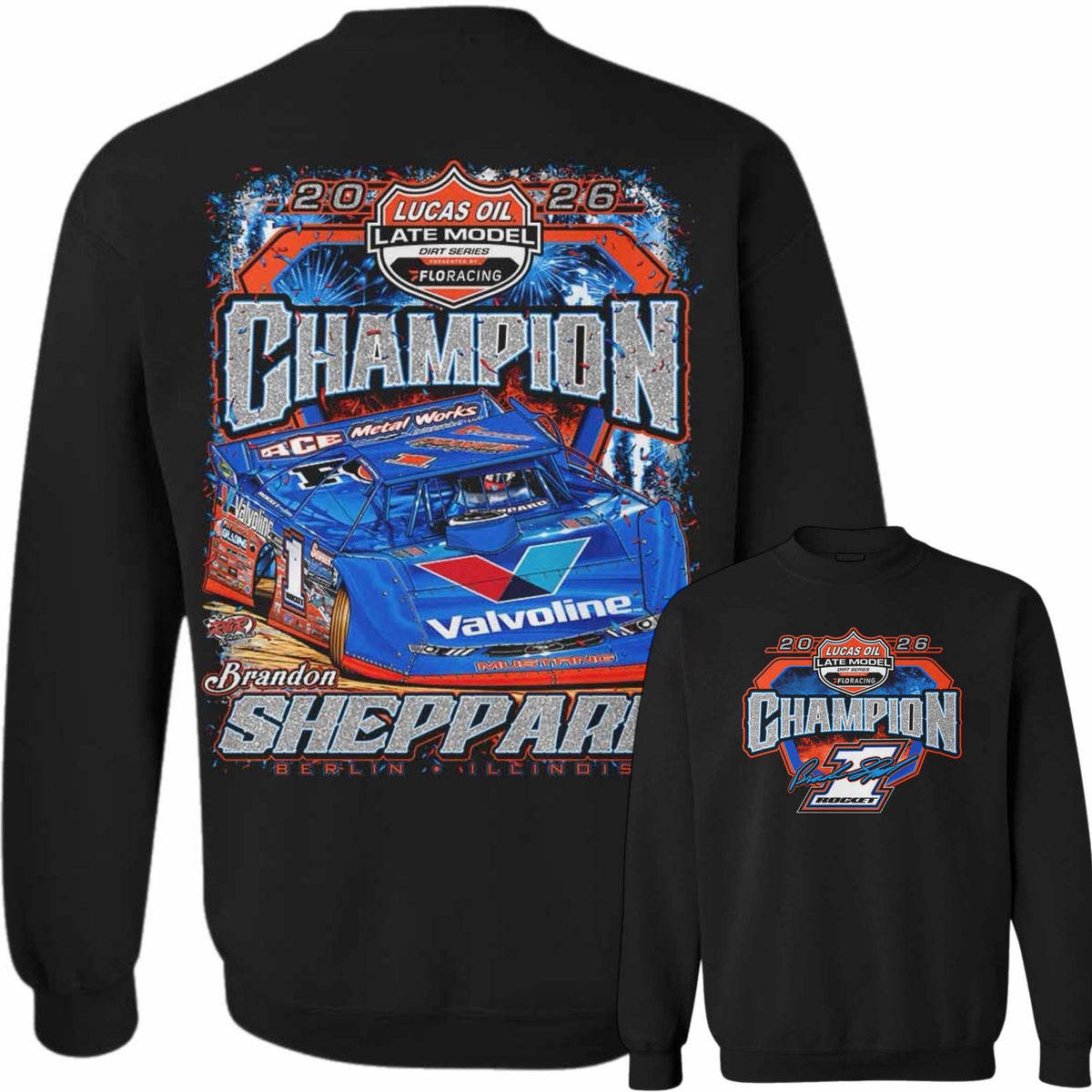 ***PRE-ORDER*** 2026 "LUCAS OIL CHAMPION" SILVER FLAKE CREWNECK (MULTIPLE COLORS).