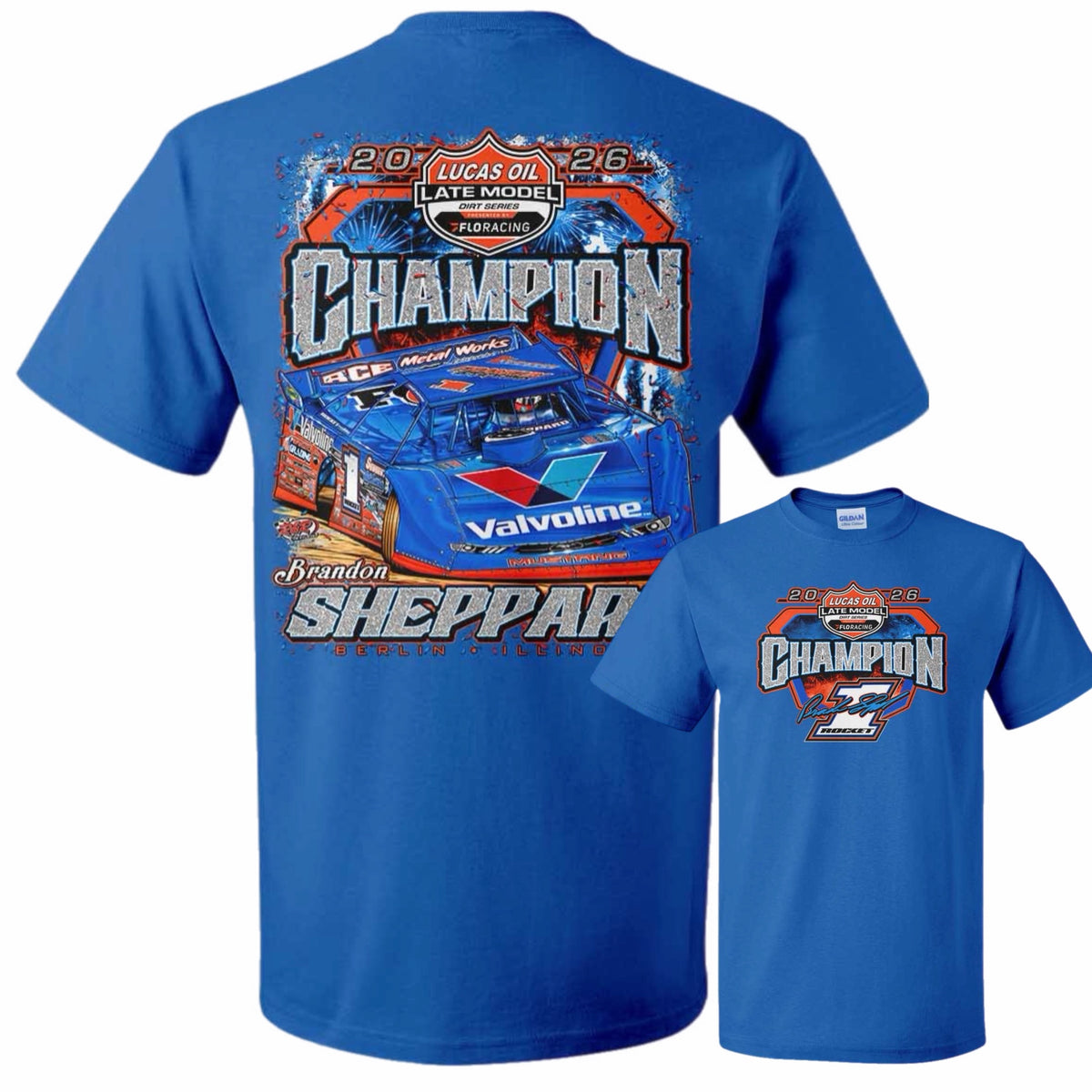 ***PRE-ORDER*** 2026 "LUCAS OIL CHAMPION" SILVER FLAKE TEE (MULTIPLE COLORS).