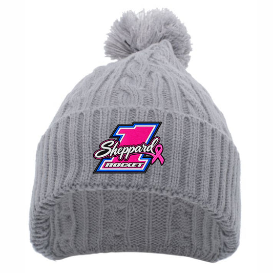 **PRE-ORDER** 2026 - "BRANDON SHEPPARD X ROCKET1" BREAST CANCER AWARENESS BEANIE (GREY KNIT)