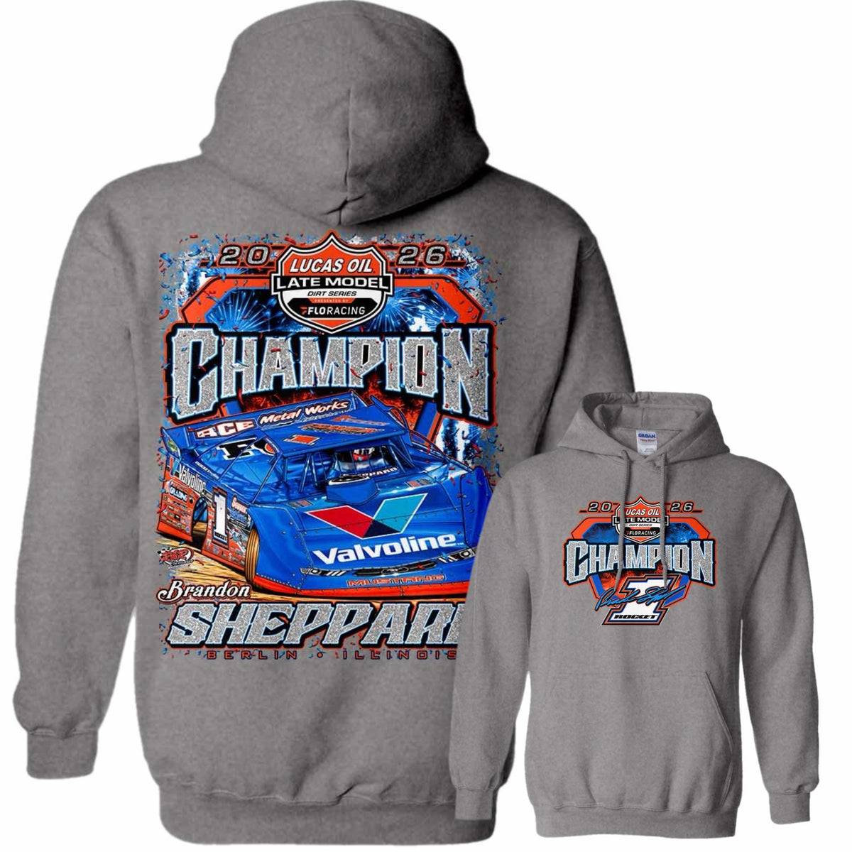 ***PRE-ORDER*** 2026 "LUCAS OIL CHAMPION" SILVER FLAKE HOODIE (MULTIPLE COLORS).